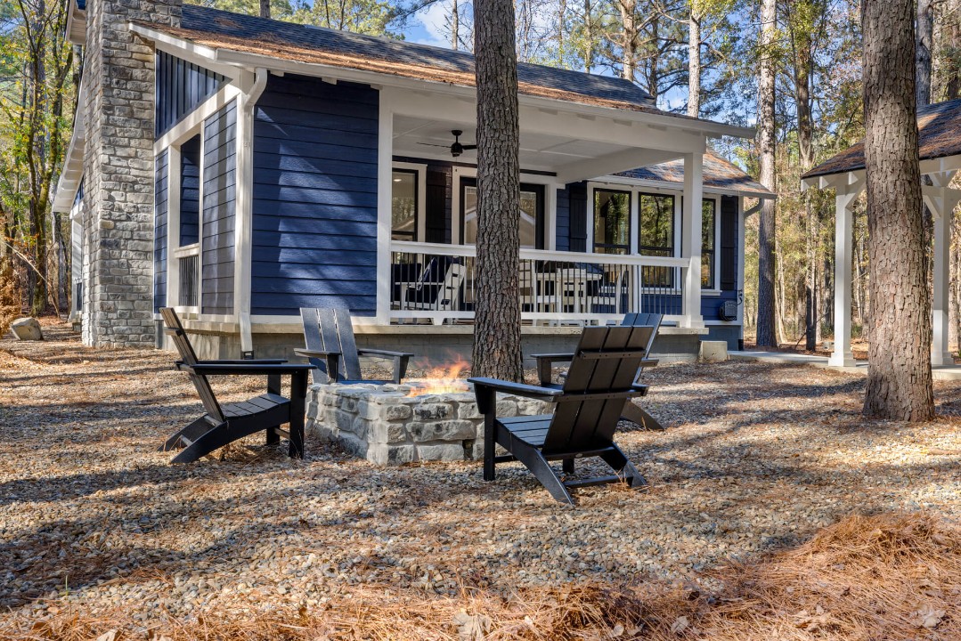 Blue Creek Cottage - Luxury Broken Bow Cabin Rental Exterior with wooden porch
